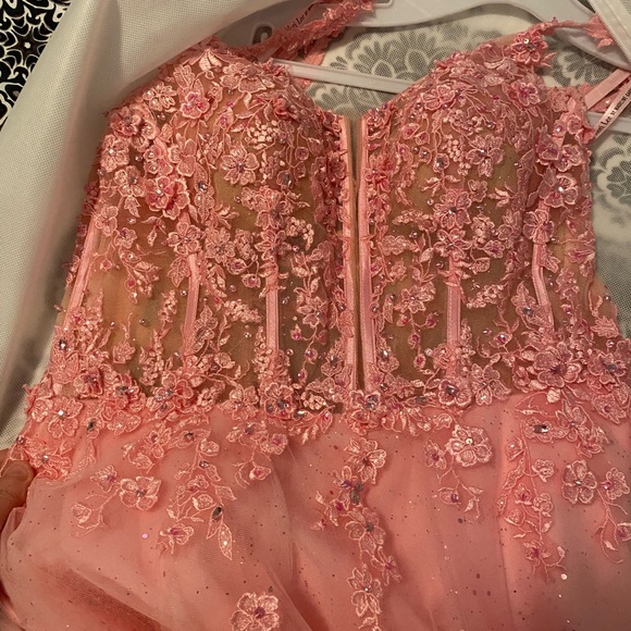 Gorgeous Pink MoriLee Corset Prom Dress - Picture 12 of 14